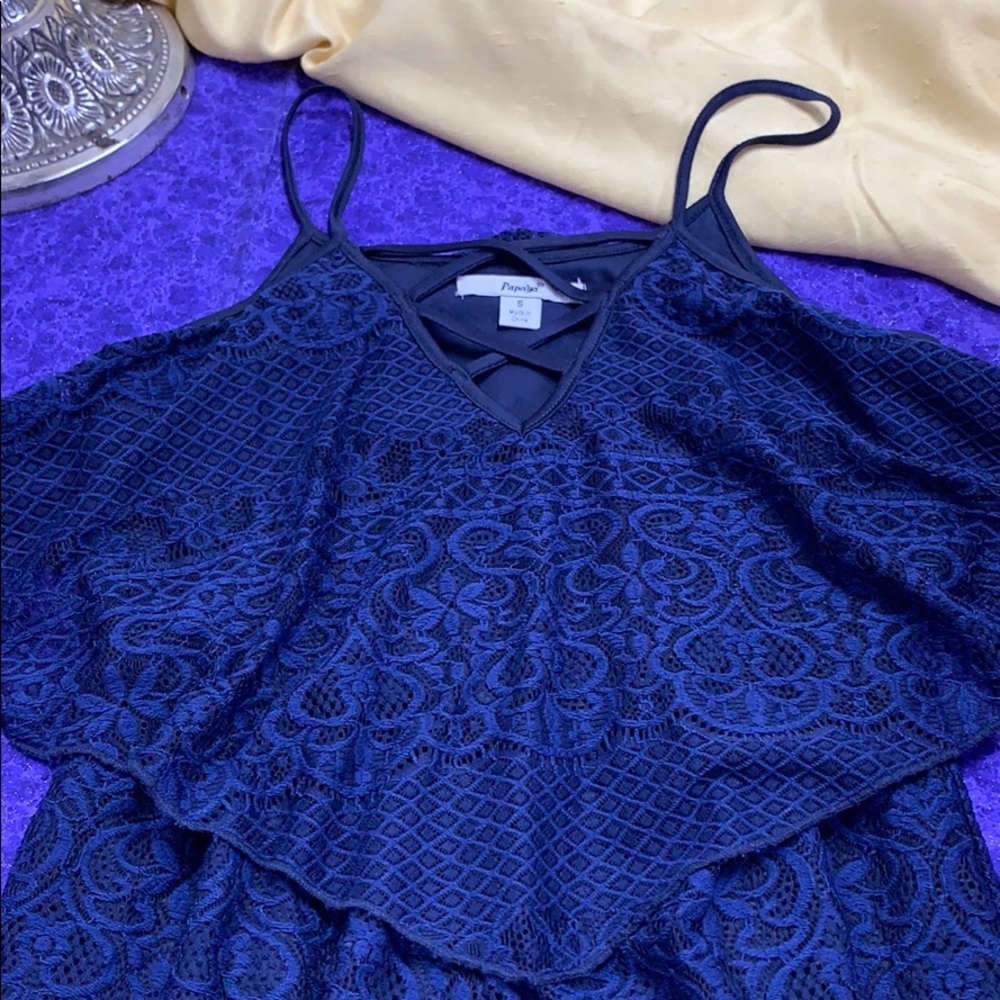 Papaya Blue Lace Romper - Picture 2 of 4